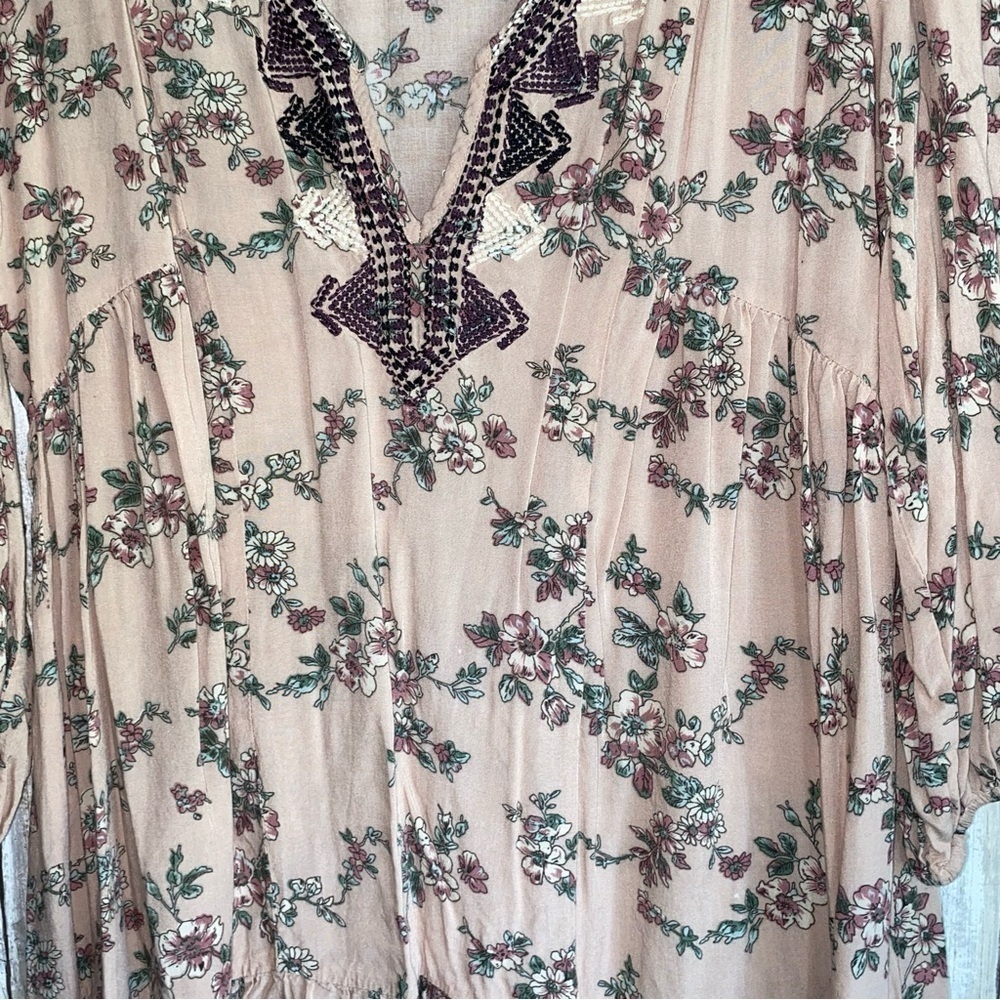 Umgee Mauve Floral Tunic Dress - Picture 3 of 5